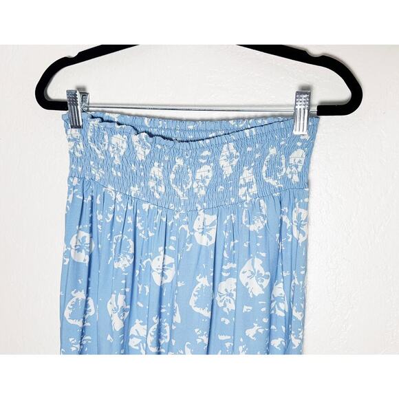 Hermoza Women's Nora India Wide Leg Cover Up Pants In Sea Blue White Sand Dollar - Picture 5 of 9